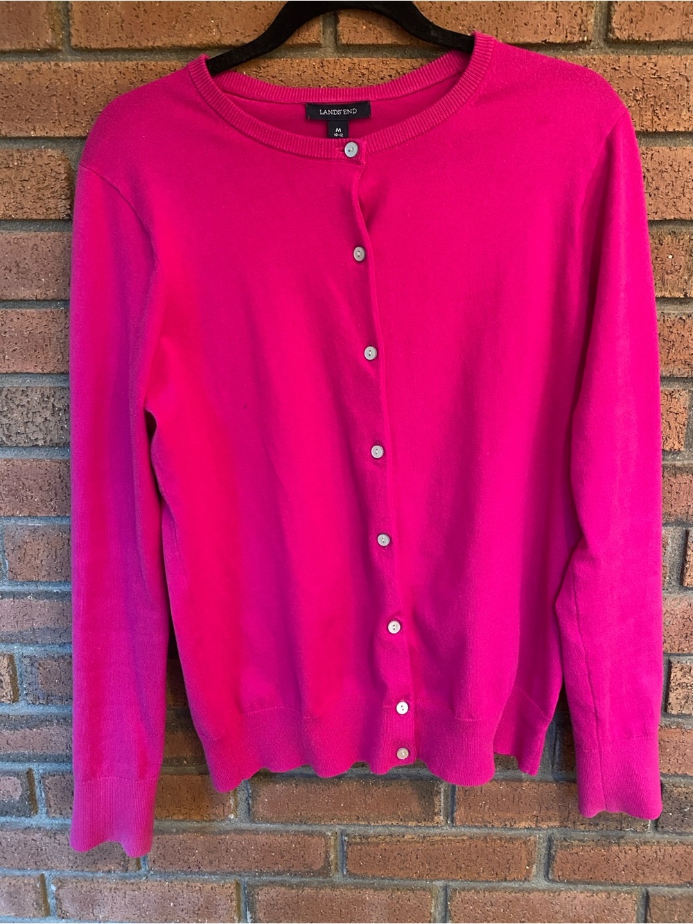 Lands End cotton cardigan pink medium
